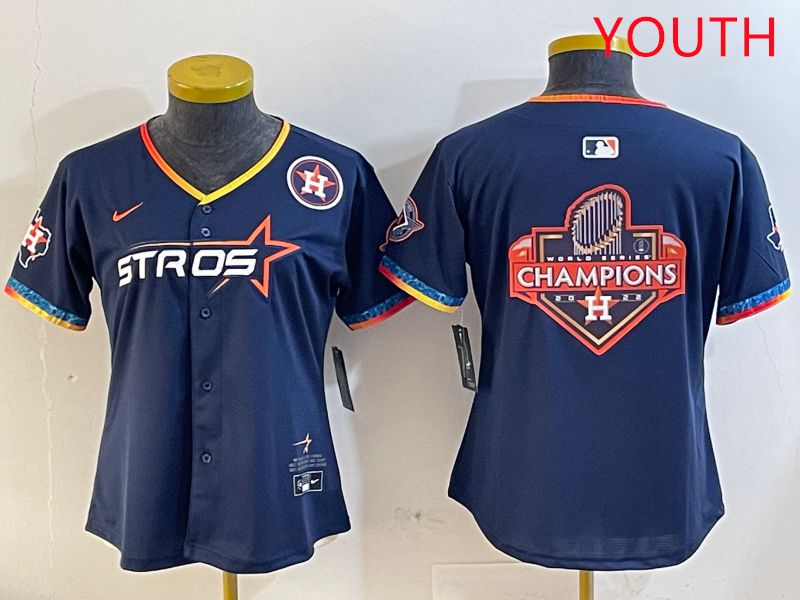 Youth Houston Astros Blank Drak Blue Fourth generation Joint Name 2025 Nike MLB Jersey style 14